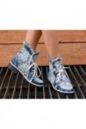 StarBlueMooN Kadın Mavi Kot Dantelli Bot 5036-4201 - 3