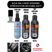 3'Lü Derby Açık Bej Deri Oto Direksiyon Döşeme Boyama Seti - 1