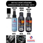 3'Lü Derby Beyaz Deri Oto Direksiyon Döşeme Boyama Seti - 1
