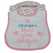 PAMUKLU KIZ BEBEK PEMBE SALYA MAMA ÖNLÜĞÜ  YAZILI MAMA ÖNLÜĞÜ - 1