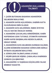 ASANSÖR KULLANMA TALİMATI 17 cm x 25 cm Folyo Sticker - 1