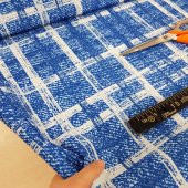 Su İtici Ekose Kot Desenli Fon Perde Döşemelik Kumaş - 3