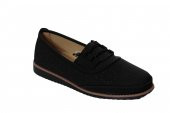 WANATTİ Siyah Lastik Bağlamalı Ortopetik Comfort Battal Büyük 40-41-42 Numara Anne Ayakkabısı - 1