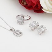 Baget Zirkon Taşlı Gümüş Bayan Set - 1