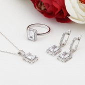 Baget Zirkon Taşlı Gümüş Bayan Set - 1