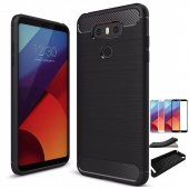 Teleplus LG G6 Özel Karbon ve Silikonlu Kılıf  + Tam Kapatan Cam - 1