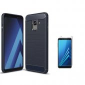 Teleplus Samsung Galaxy A8 2018 Özel Karbon ve Silikonlu Kılıf  + Nano Ekran Koruyucu - 3