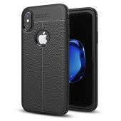 Teleplus iPhone XS Kılıf Deri Dokulu Silikon - 1