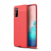 Teleplus Samsung Galaxy S20 Plus Kılıf Deri Dokulu Silikon  + Tam Kapatan Ekran Koruyucu - 5