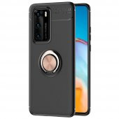 Teleplus Huawei P40 Kılıf Ravel Yüzüklü Standlı Silikon  + Tam Kapatan Ekran Koruyucu - 5