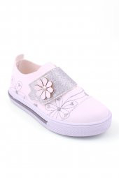 Akıllı Şirin Ortopedik Genç Kız Çocuk Nakış İşlemeli Mevsimlik Ayakkabı Beyaz Gümüş - 1