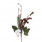 12x40cm Kırmızı Meyveli Pamuklu Yapay Çiçek Dalı - 2