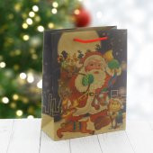 6 Adet 19x24cm Kraft Karton Çanta Noel Baba - 1