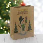 6 Adet 15x20cm Kraft Karton Çanta Kardan Adam - 1