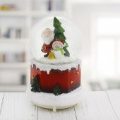 11x18cm Işıklı Kar Küresi Müzikli Püskürtmeli Kardan Adamlı Ağaçlı Yılbaşı - 1