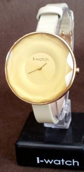 İ-Watch 55431 Kesme Cam Bej Rugan Deri Kayış Bayan Saat thumbnail 4