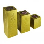 Ahşap Kare Dekoratif Mumluk 3lü Set - 1