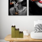 Ahşap Kare Dekoratif Mumluk 3lü Set - 2