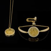 925 Ayar Gümüş İsim Yazılabilir Tuğralı Çerçeveli Kolye Bileklik Set - 1