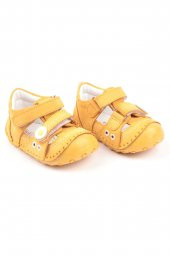 Akıllı Şirin Içi Dışı Hakiki Deri El İşçiliği Ortopedik İlk Adım Bebek Ayakkabısı Sarı - 1
