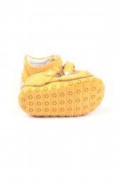 Akıllı Şirin Içi Dışı Hakiki Deri El İşçiliği Ortopedik İlk Adım Bebek Ayakkabısı Sarı - 4