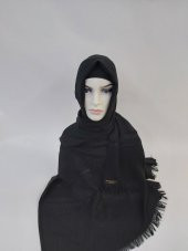 Desenli Keten Şal Siyah B047-101 - 1