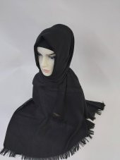 Desenli Keten Şal Siyah B047-101 - 2