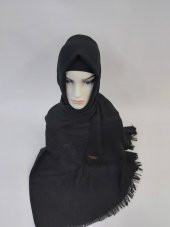 Desenli Keten Şal Siyah B047-101 - 3