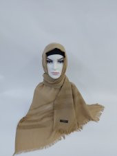 Desenli Keten Şal Krem B047-106 - 1