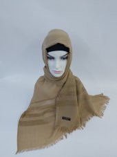 Desenli Keten Şal Krem B047-106 - 2