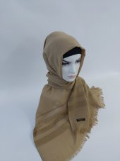 Desenli Keten Şal Krem B047-106 - 3