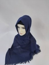 Desenli Keten Şal Lacivert B047-112 - 3