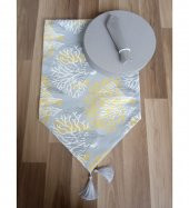 6 Kişilik Desenli Runner ve Amerikan Servis Supla Seti - 1