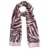Zebra Desen Pamuklu Şal Mürdüm - 1