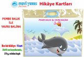 Mavi Yunus Pembe Balık ile Yavru Balina Hikaye Kartı (3-4-5 Yaş) - 1