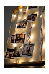 Ipli Mandallı Işıklı Fotoğraf Askısı Ahşap Çerçeve - 3