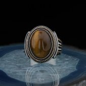 925 Ayar Gümüş Kapan Gözü Taşlı Oval Erkek Yüzük thumbnail 3