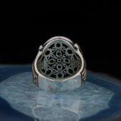 925 Ayar Gümüş Kapan Gözü Taşlı Oval Erkek Yüzük thumbnail 4