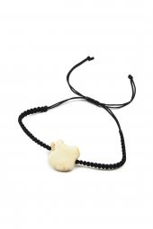 Sıkma Turkuaz Taşı Apple Figürlü Makrome Örgü Bileklik FH10707 - 1