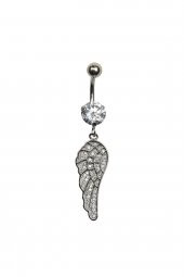 316L Çelik Cerrahi Zirkon Taşlı Göbek Piercing FH10847 - 1