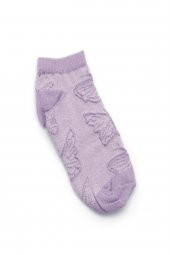 3lü Kız Çocuk Asortili Puanlı ve Kelebek Desenli Çorap 3648-B3 - 3