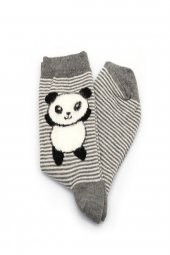 2li Erkek Çocuk Asortili Panda ve Çizgili Desenli Çorap 2239-B2 - 5