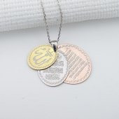 925 Ayar Gümüş Oval 3lü Dua Bayan Kolye thumbnail 2