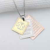 925 Ayar Gümüş Dikdörtgen 3lü Dua Bayan Kolye thumbnail 2