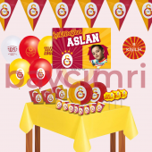 AFİŞLİ GALATASARAY TARAFTAR DOĞUM GÜNÜ PARTİ MALZEMELERİ SÜSLERİ SETİ 8 KİŞİLİK - 1