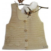 Organic Bonny Baby Ekru Bebek Yeleği Ayıcıklı - 1