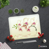 DECORITA Cam Kesme Tahtası - Krem Orkide Desen - 3