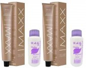 H.A.SS Oksidan 60 Ml. + Maxx Deluxe Saç Boyası 60 Ml. Karamel-8/73 (2şer Adet) - 1