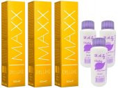 H.A.SS Oksidan 60 Ml. + Maxx Deluxe Saç Boyası 60 Ml. Yoğun Koyu Kumral-6/00 (3er Adet) - 1