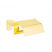 Tema Premium Serisi Banyo Kapaklı Wc Tuvalet Kağıtlığı Altın - 1